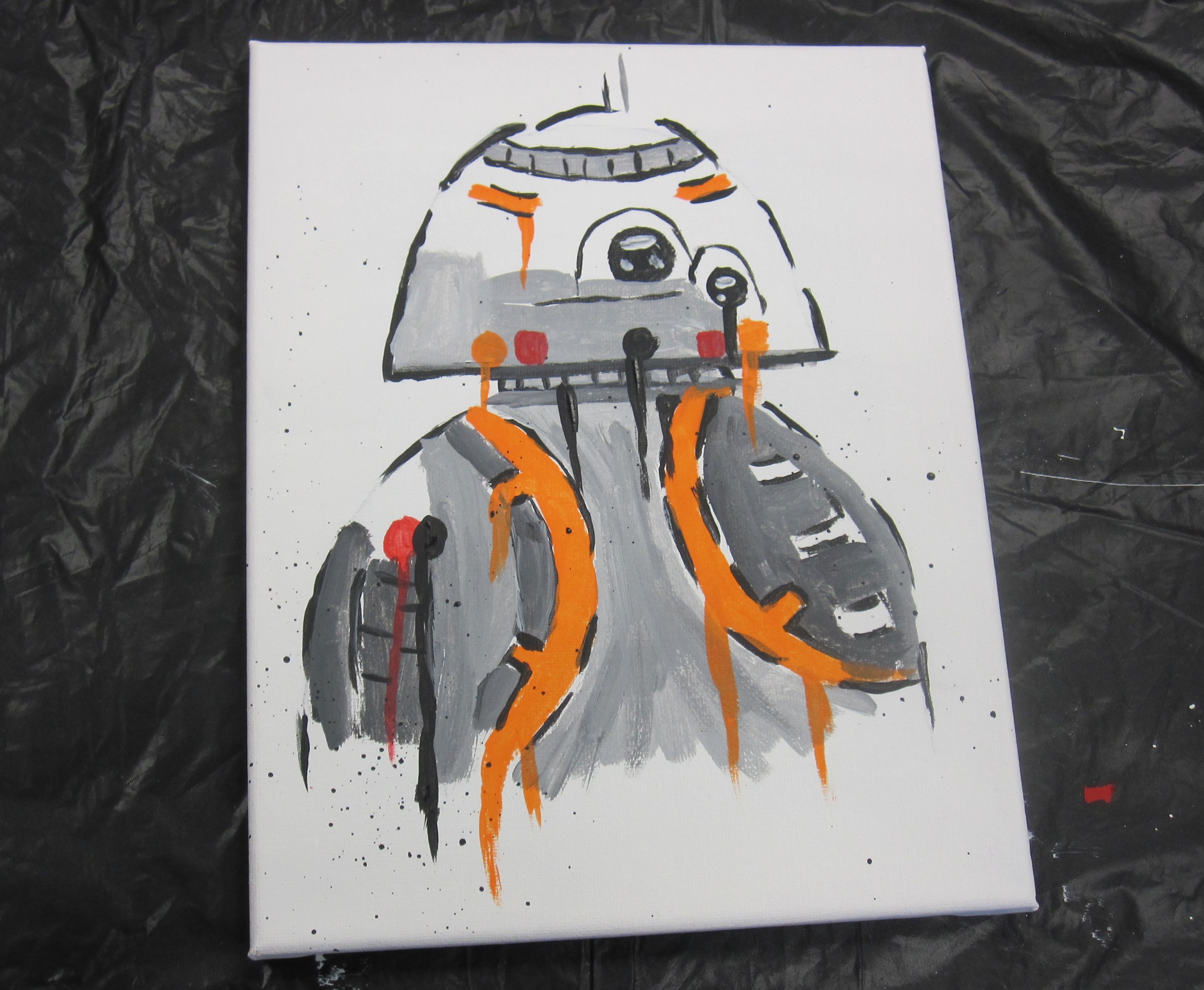 canvas with painting of BB-8