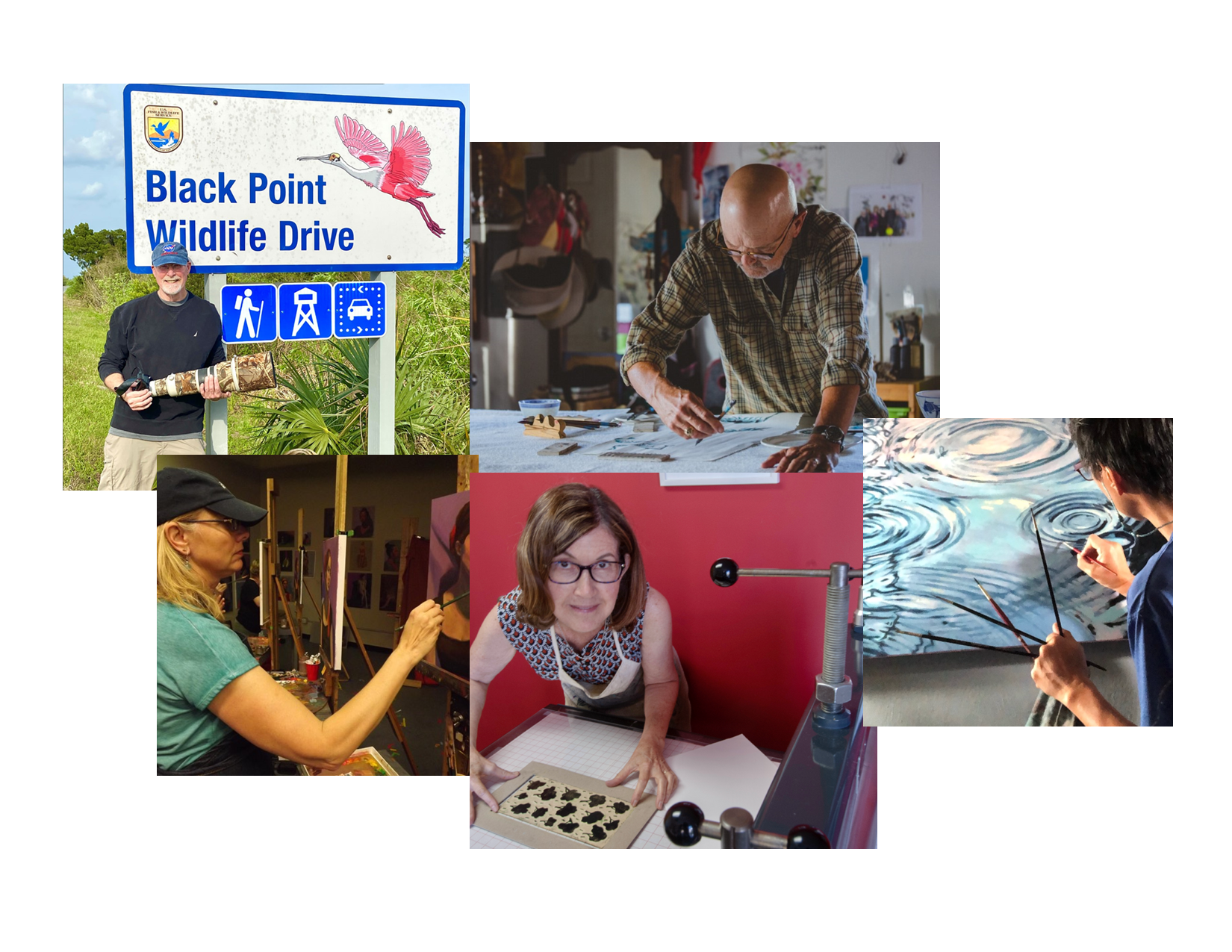  Artists at work: Scott Young, Mike Lane, Devi Anne Moore, Anne May, Shirley Lu