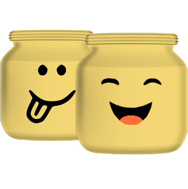 2 yellow baby jars with emoji faces on them