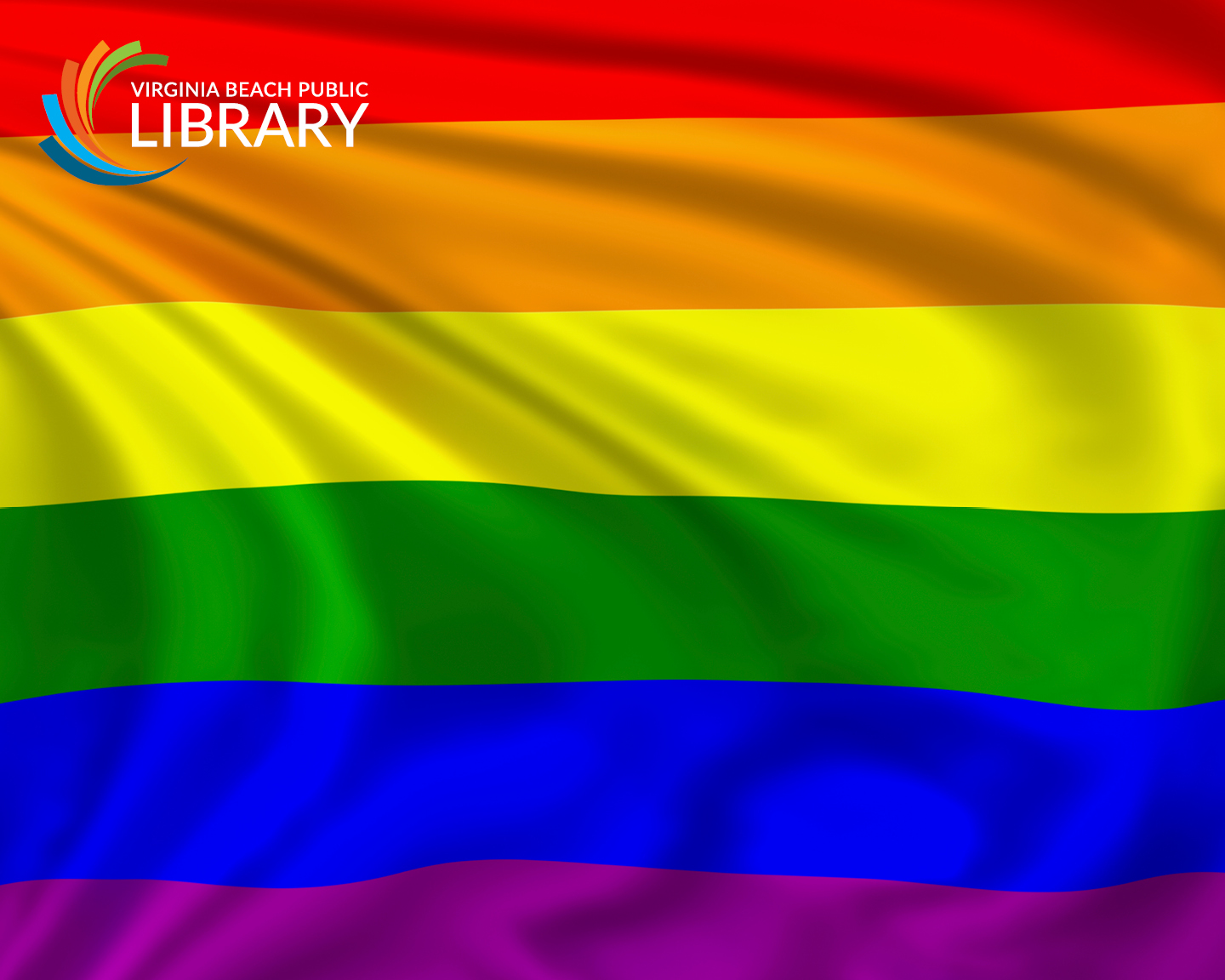 rainbow flag with VBPL Logo in top left corner