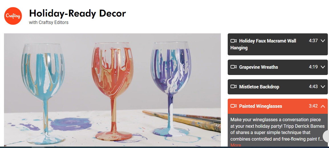 screenshot of 3 painted wineglasses - from Craftsy website