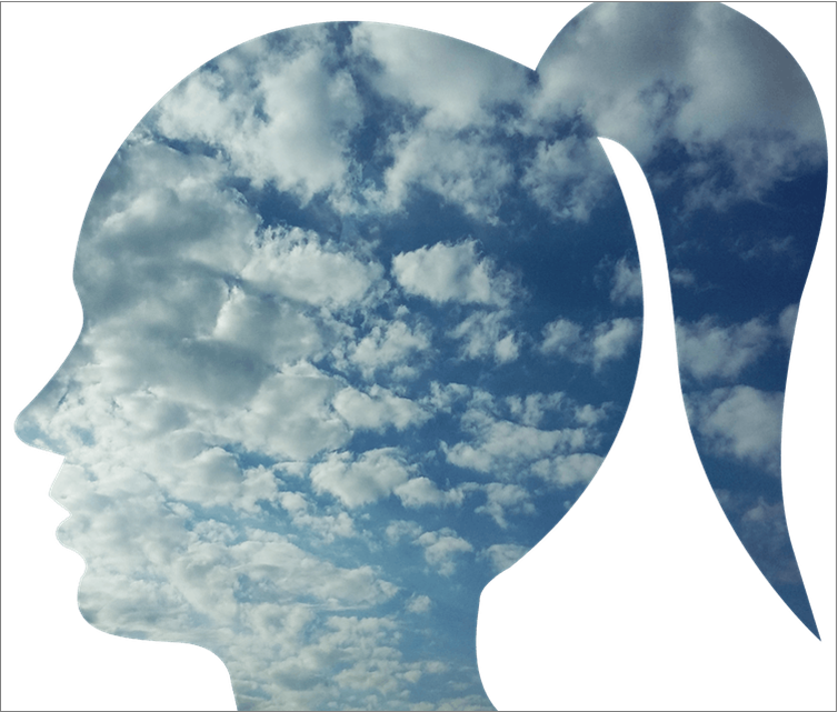 Silhouette of woman and clouds