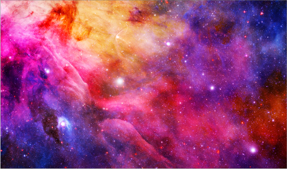 A multicolored photo of a galaxy