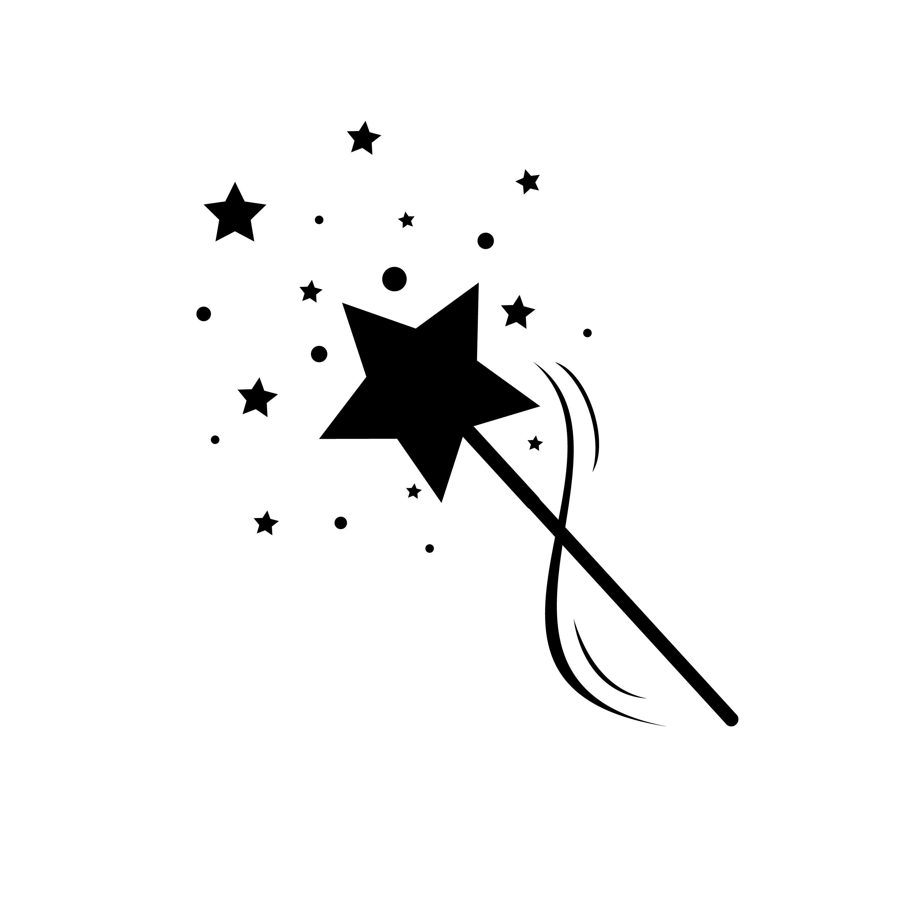 black magic wand with stars icon