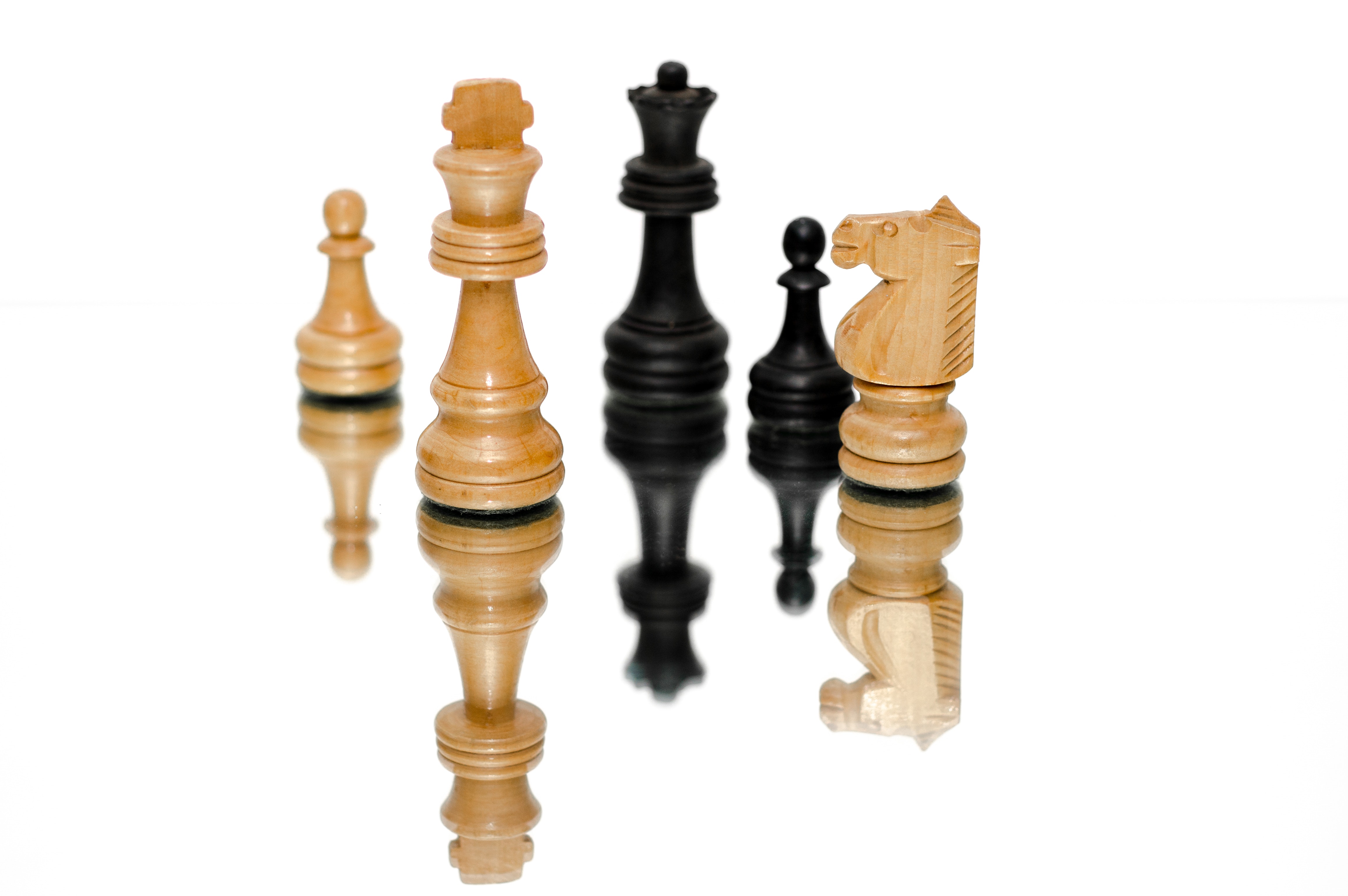 chess pieces against a white background