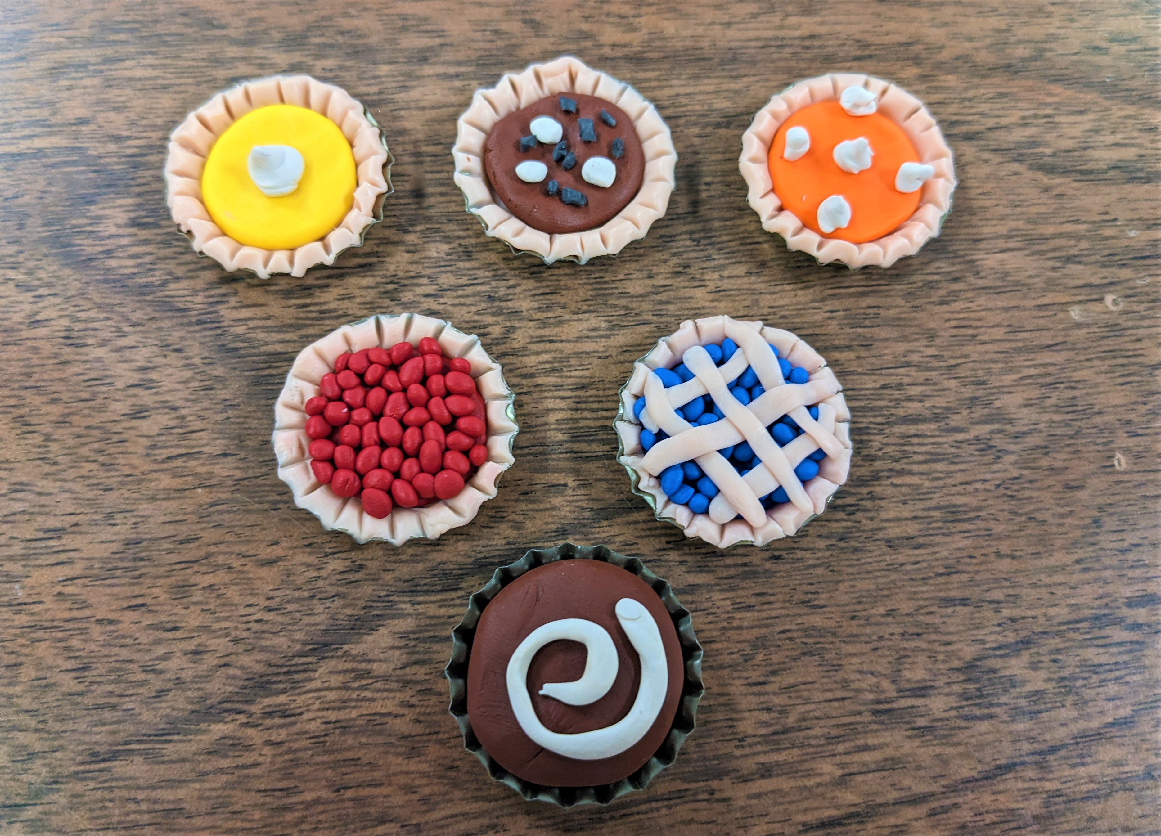 mini pies made from polymerclay