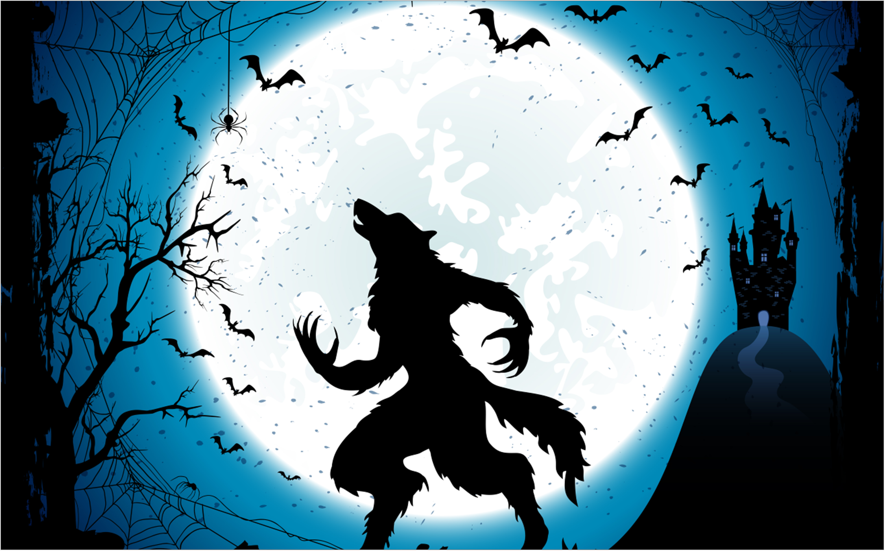 Image of werewolf with a moon in the background