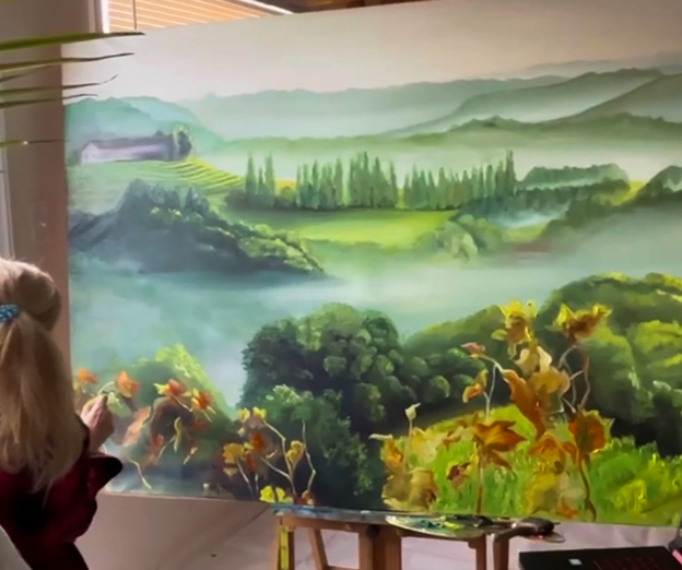 Tamara Vogrin Tara painting a landscape