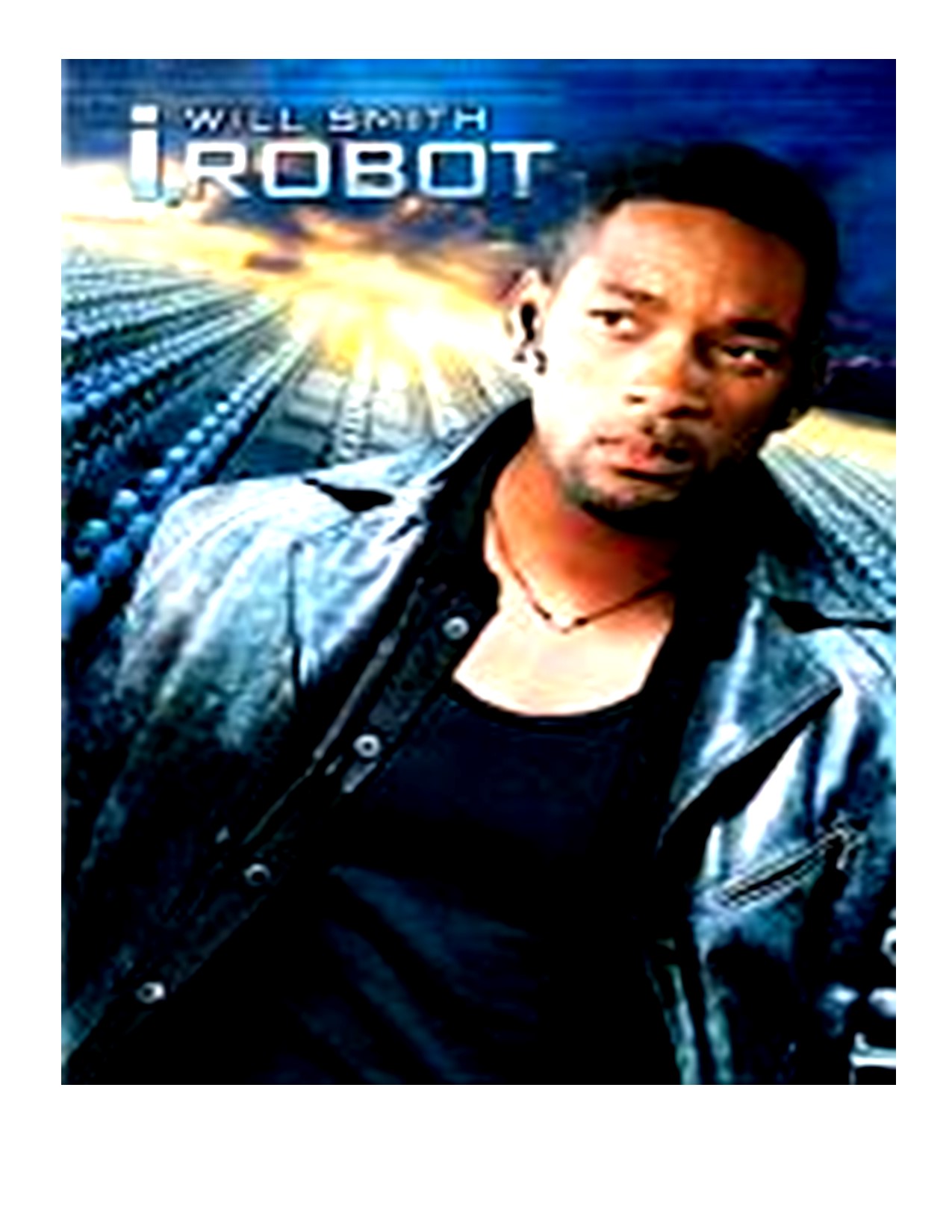Will Smith surrounded by robots