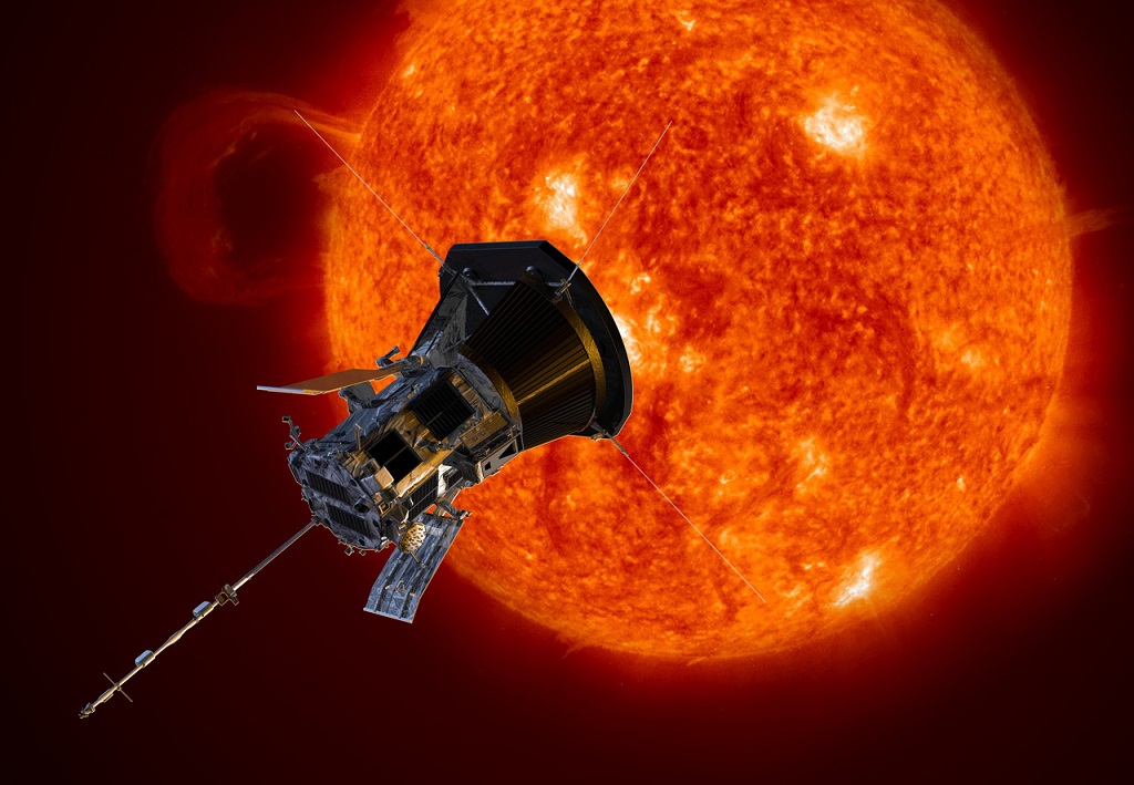Photo of the Parker solar probe approaching the sun