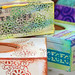 three different boxes decoupaged