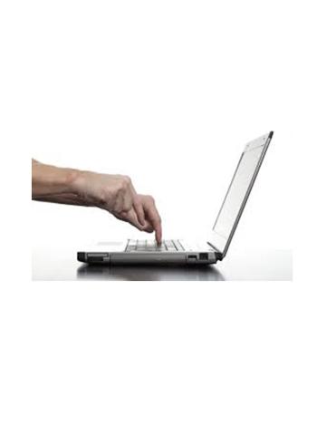 two finger typing on laptop