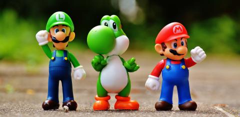 Figures of Luigi, Yoshi, and Mario