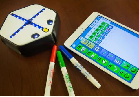 robot console with iPad and markers