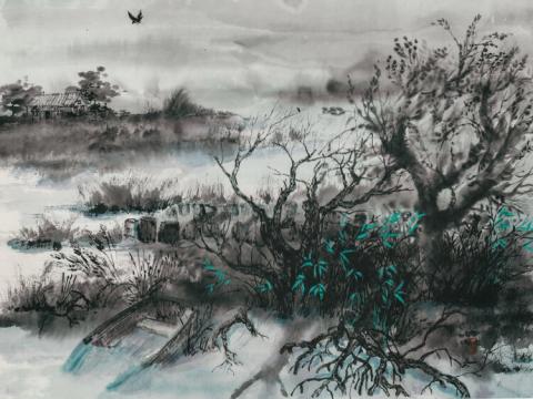 painting of marsh land