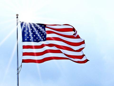 American flag on flag pole outside