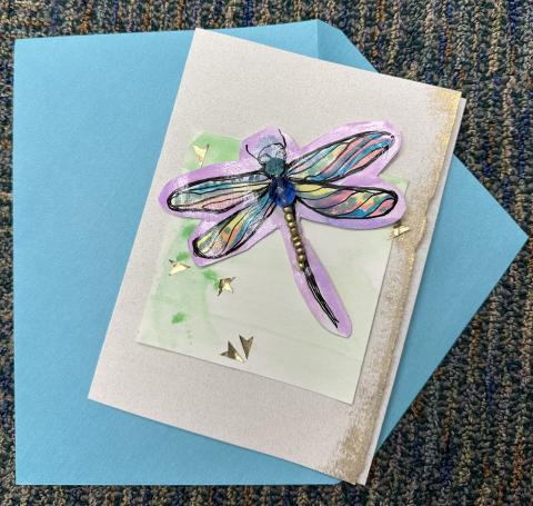 Dragonfly card with beads