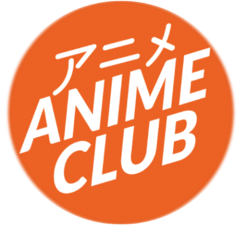 An orange circle with white text reading Anime Club