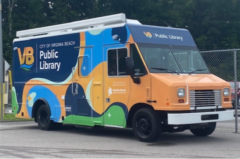 Side of bookmobile with VBPL branding