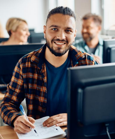 man at computer