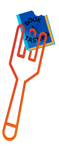 graphic of fork stabbing a book with a bite taken out of it