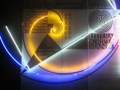 Parataxis art installation created with neon lights and text 