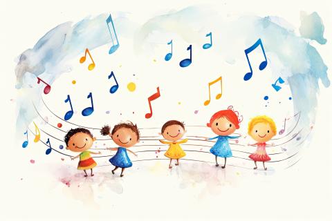 kids with music notes