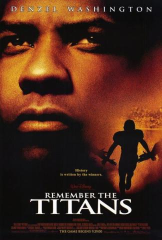 Remember the Titans movie poster. A man staring in the distance. Below him is the silhouette of a football player.
