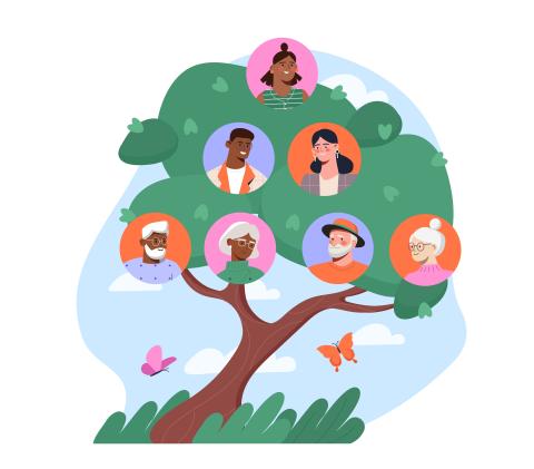 illustration of family tree of multi-generations