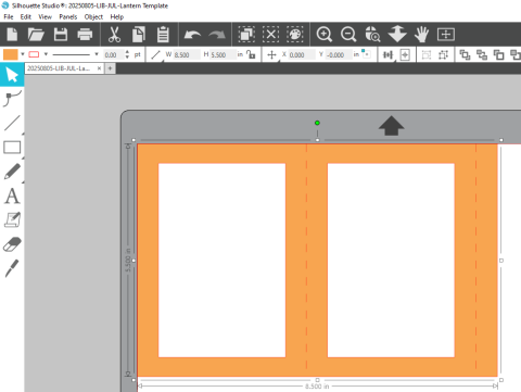 Screenshot within Silhouette Studio software showing half of a paper lantern design