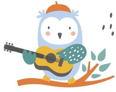 Cartoon owl playing the ukulele