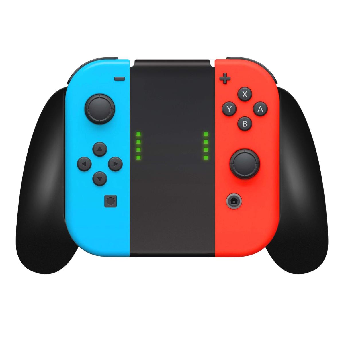 Nintendo switch game controller in black, red, and blue