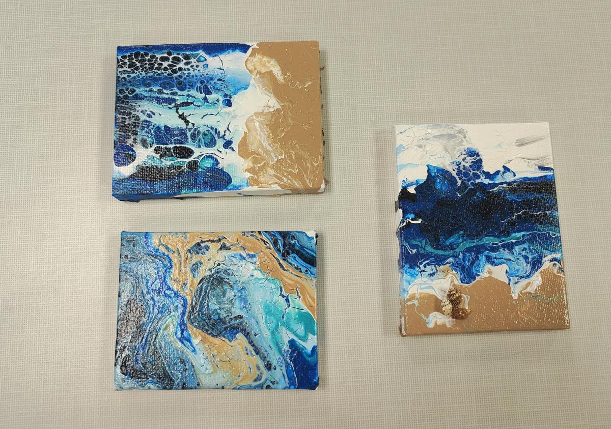 3 beach paint pour examples
