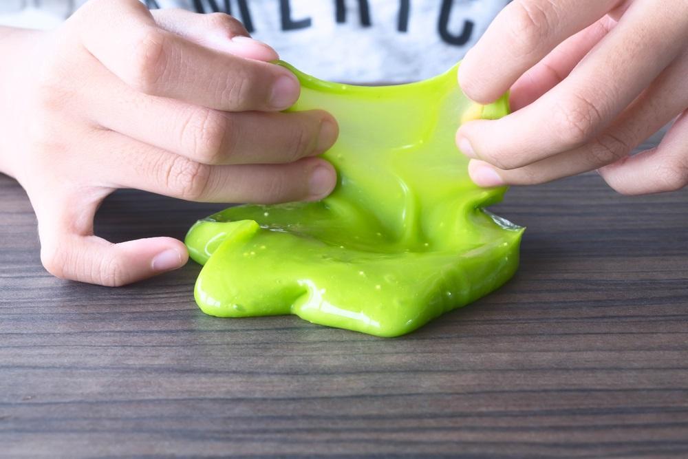 playing with green slime
