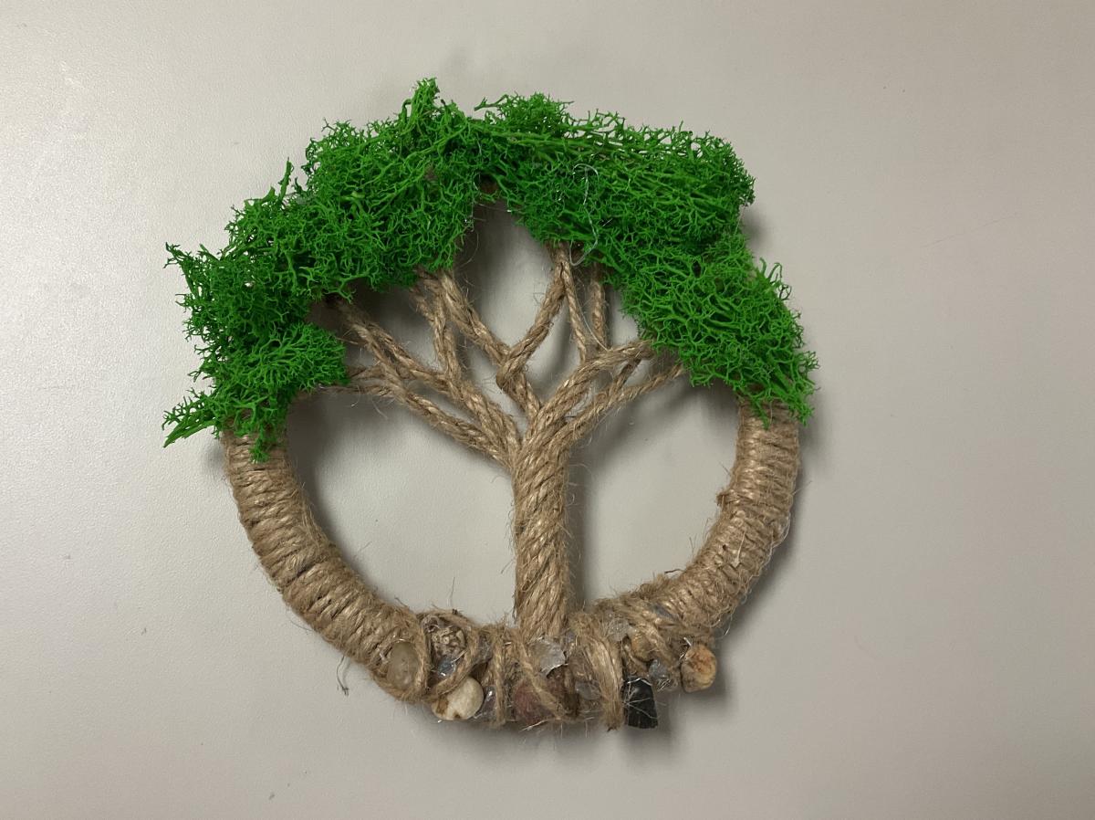 twine tree with moss leaves