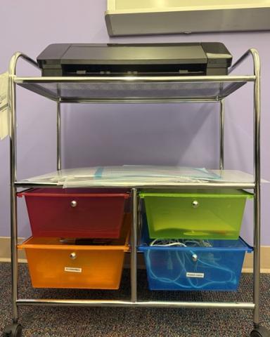 Silhouette Cameo 4 machine on a rolling cart 