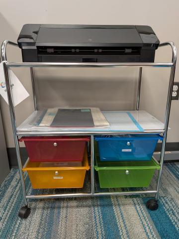 Silhouette Cameo 4 machine on a rolling cart 