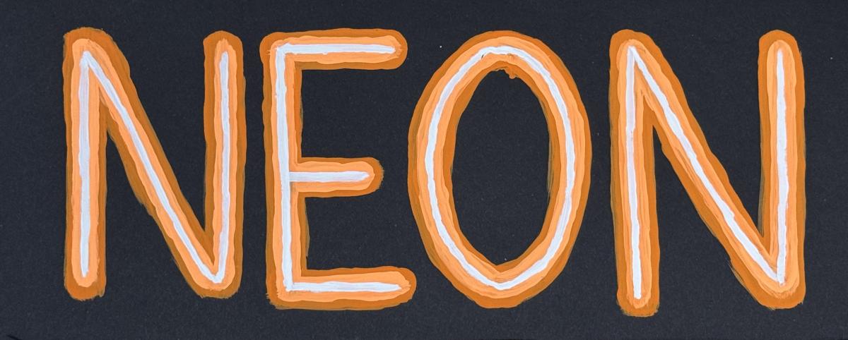 Orange letters NEON on black background