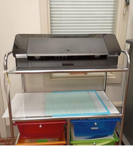 Silhouette Cameo 4 machine on a rolling cart 