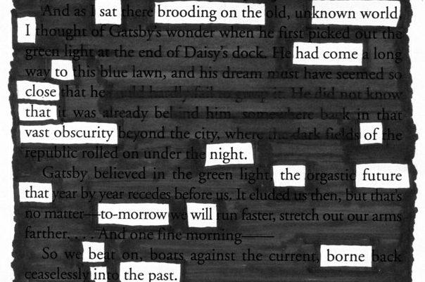 words and black out page